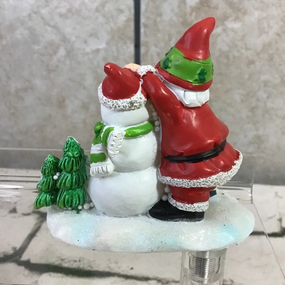 Christmas Figurine Santa Claus Building Happy Snowman 3